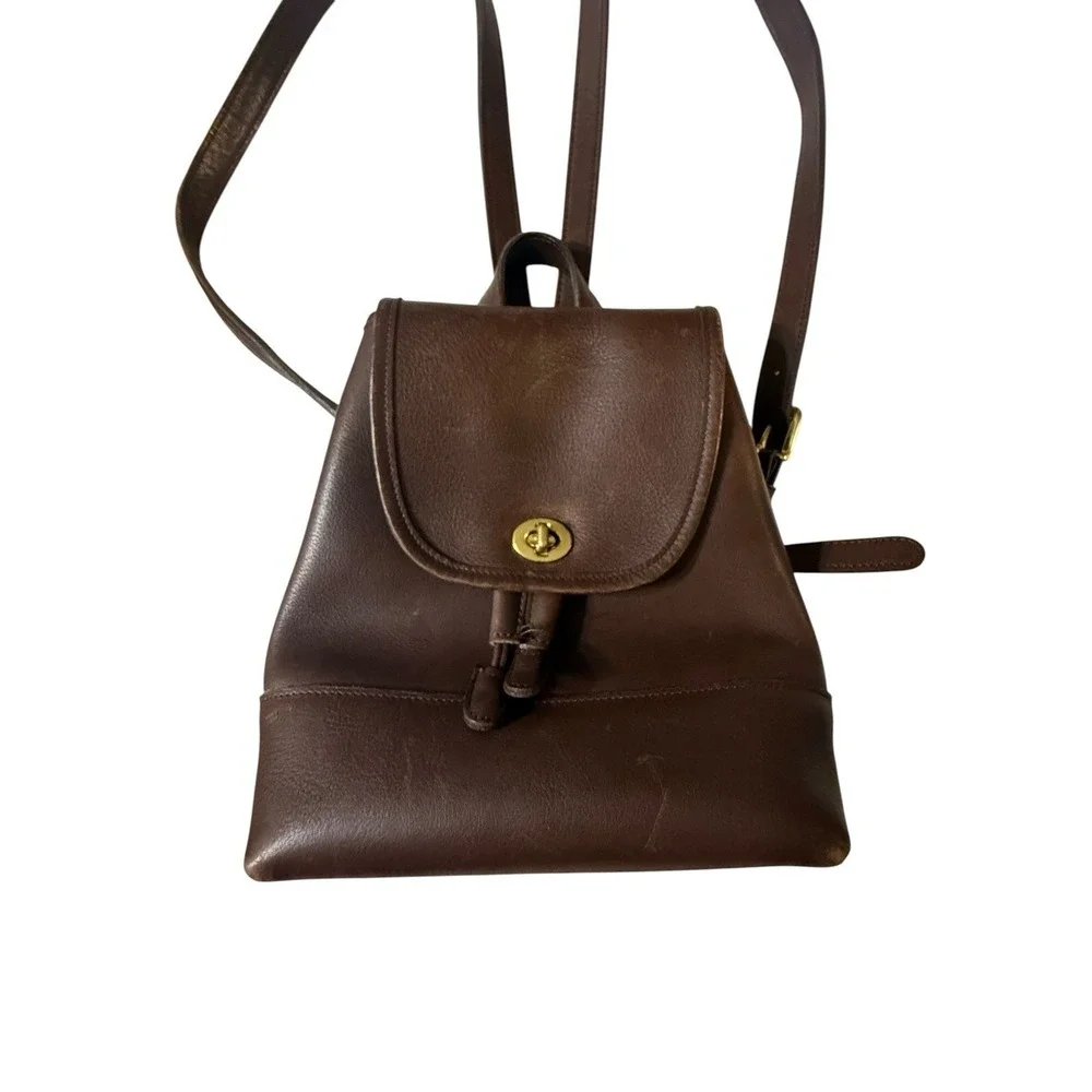 Coach 9960 Backpack Brown Leather Turnlock Vintage Women's Bags Used